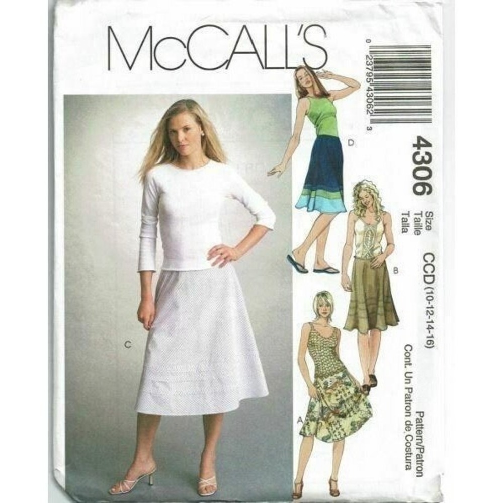 McCALL'S 4306 Misses' Bias Skirts Sizes 10-16 Sewing Pattern UNCUT FF